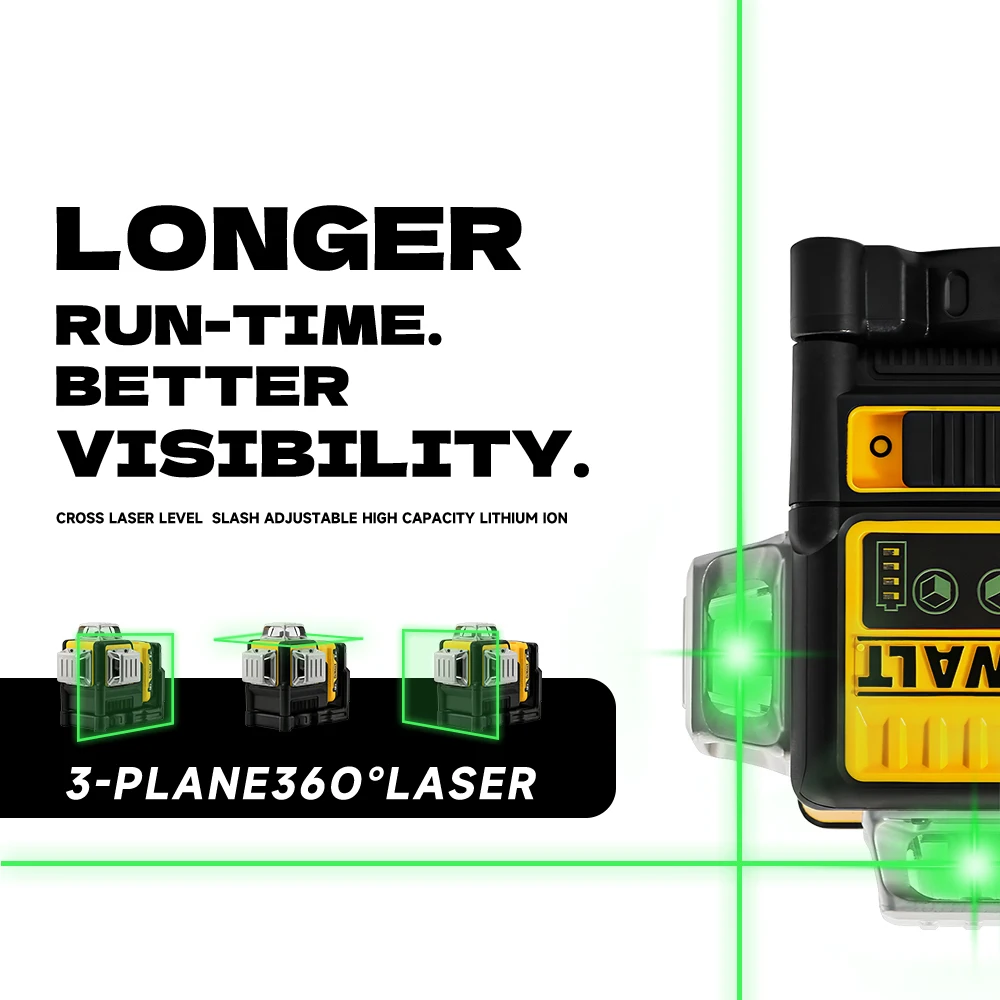 DEWALT DW089LG 12V Laser Level  12 Lines 3 Sides*360 Degree Self-Leveling Horizontal And Vertical Cross Line Construction Tools