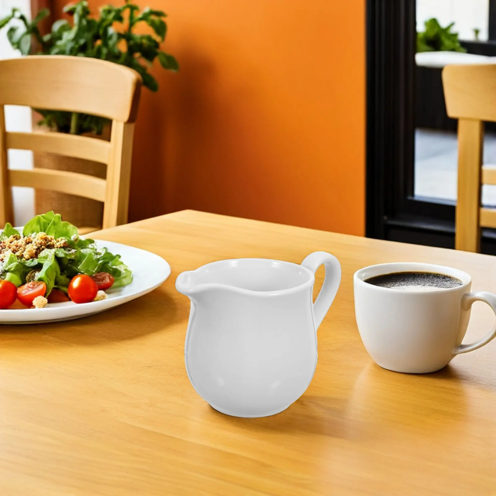 350Ml Ceramic Sauce Pitcher Smooth Glazed Surface Comfortable Handle for Milk Soy Creamer Maple Syrup Salad Dressing Gravy Boat