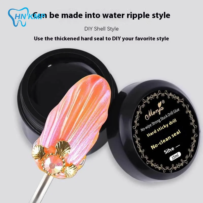 Gel colla per unghie appiccicosa super forte per decorazioni per unghie con strass 8/15ml senza salviette Gel UV funzionale adesivo per gemme fai da te