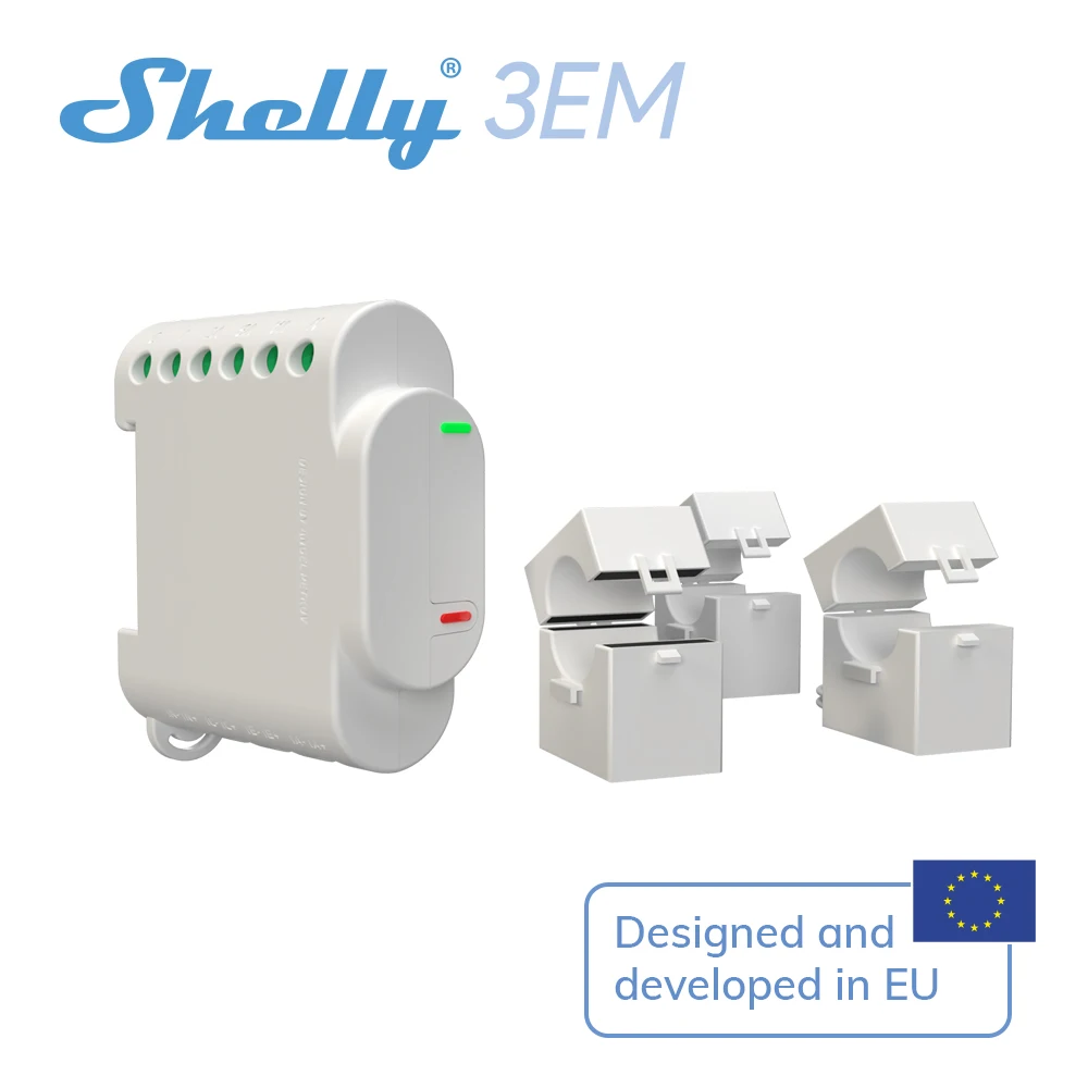 

Shelly 3EM WiFi-operated 3 Phase Energy Meter Contactor Control Monitor Consumption Home Appliances Electric Circuit Office