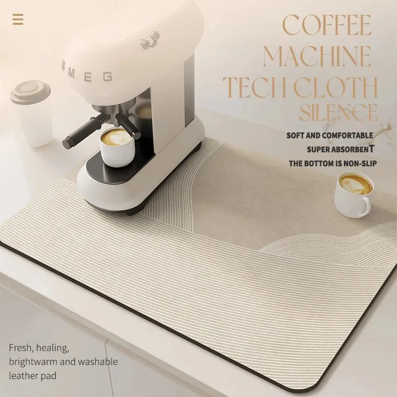 VIKAMA Coffee Maker Mat / Drain Mat / Quick-Drying Dish Mat / Absorbent Dish Draining Mat / Kitchen Dish Mat / Floor Mat