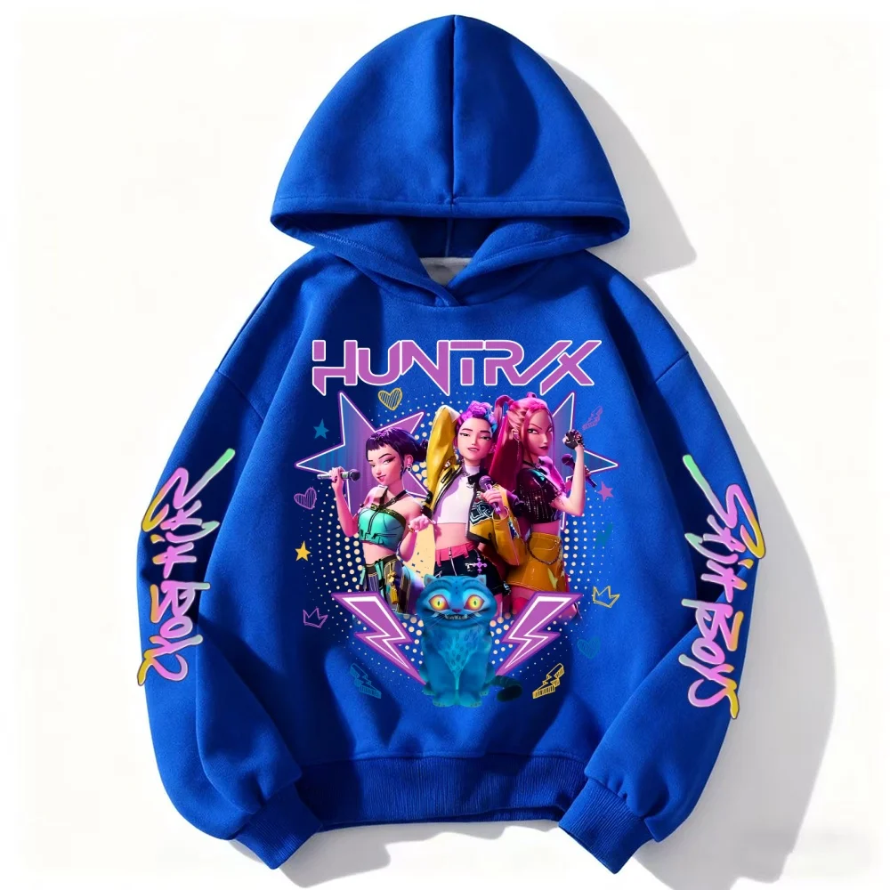 الأطفال العصرية هوديي KPop شيطان هنتر نمط معطف البلوز الفتيان الفتيات 3-12Yrs هدية طويلة الأكمام أعلى عارضة الساحرة الوردي Cl