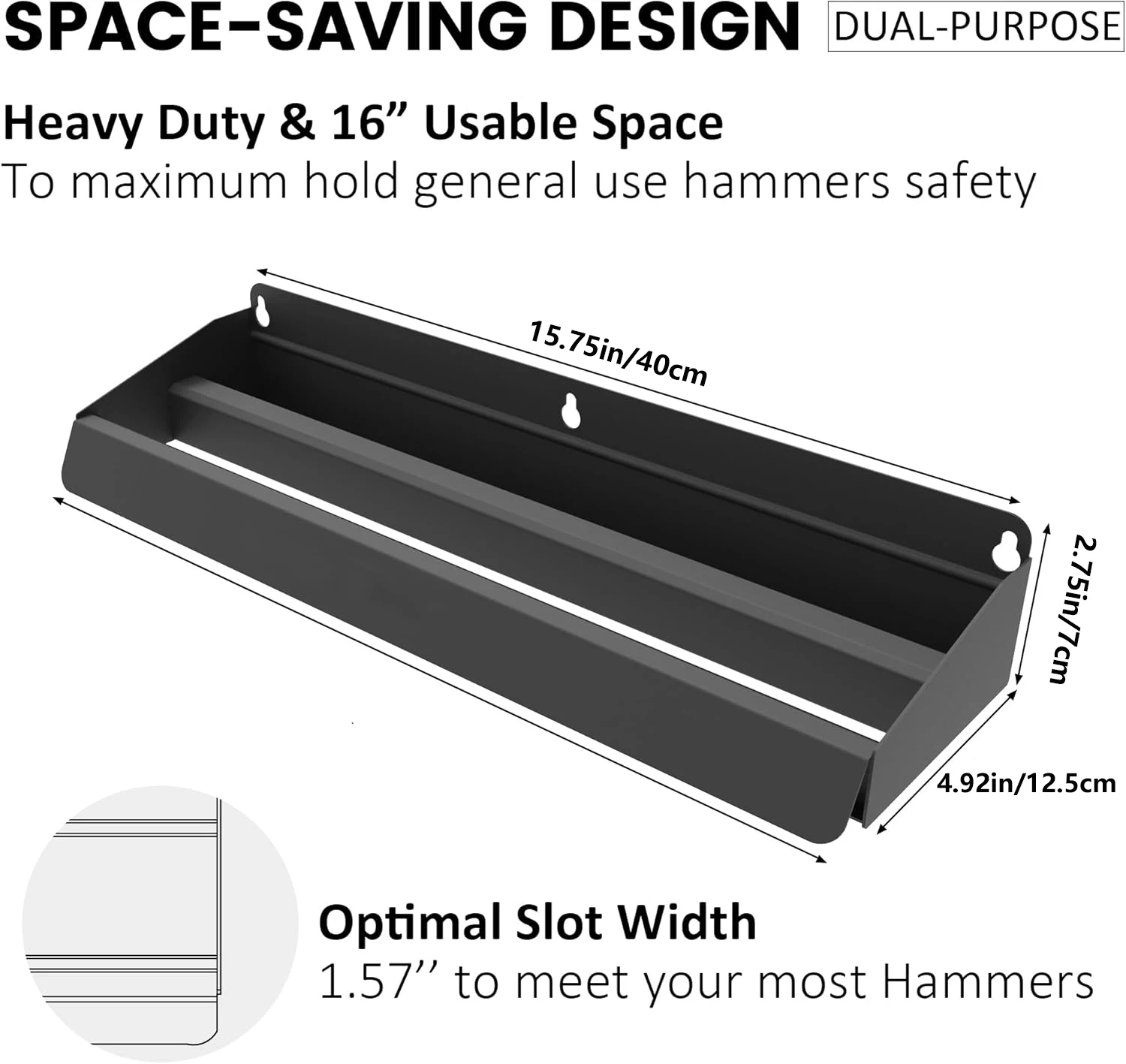 Hammer Holder, Wall Mount Storage Rack Organizer for Workshop, Shed, Garage, Home, Fit Most of Hammer or Small Tools