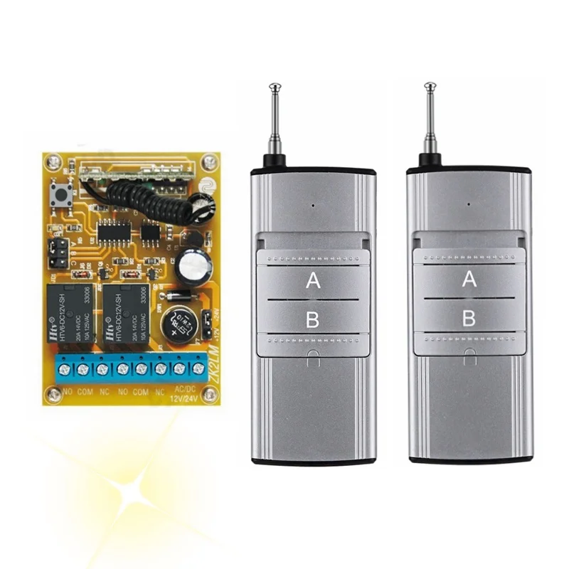 

433Mhz RF Remote Control Switch DC 12V 24V 2CH Relay Receiver Is Used For The Switch Of Push Rods, Motors, Lighting Equipment