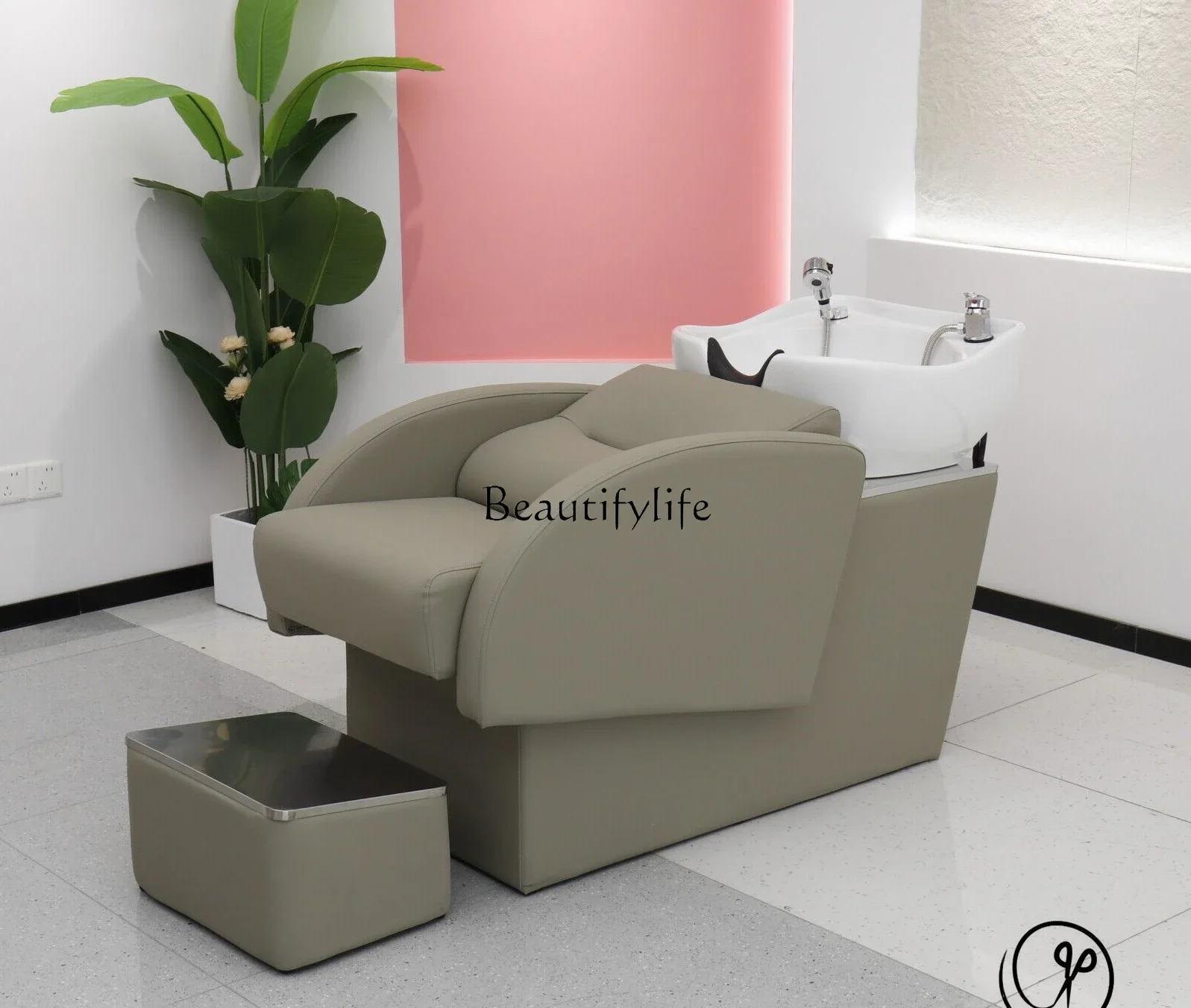 For Hair Salon Lying Half High-End Flushing Bed Ceramic Basin