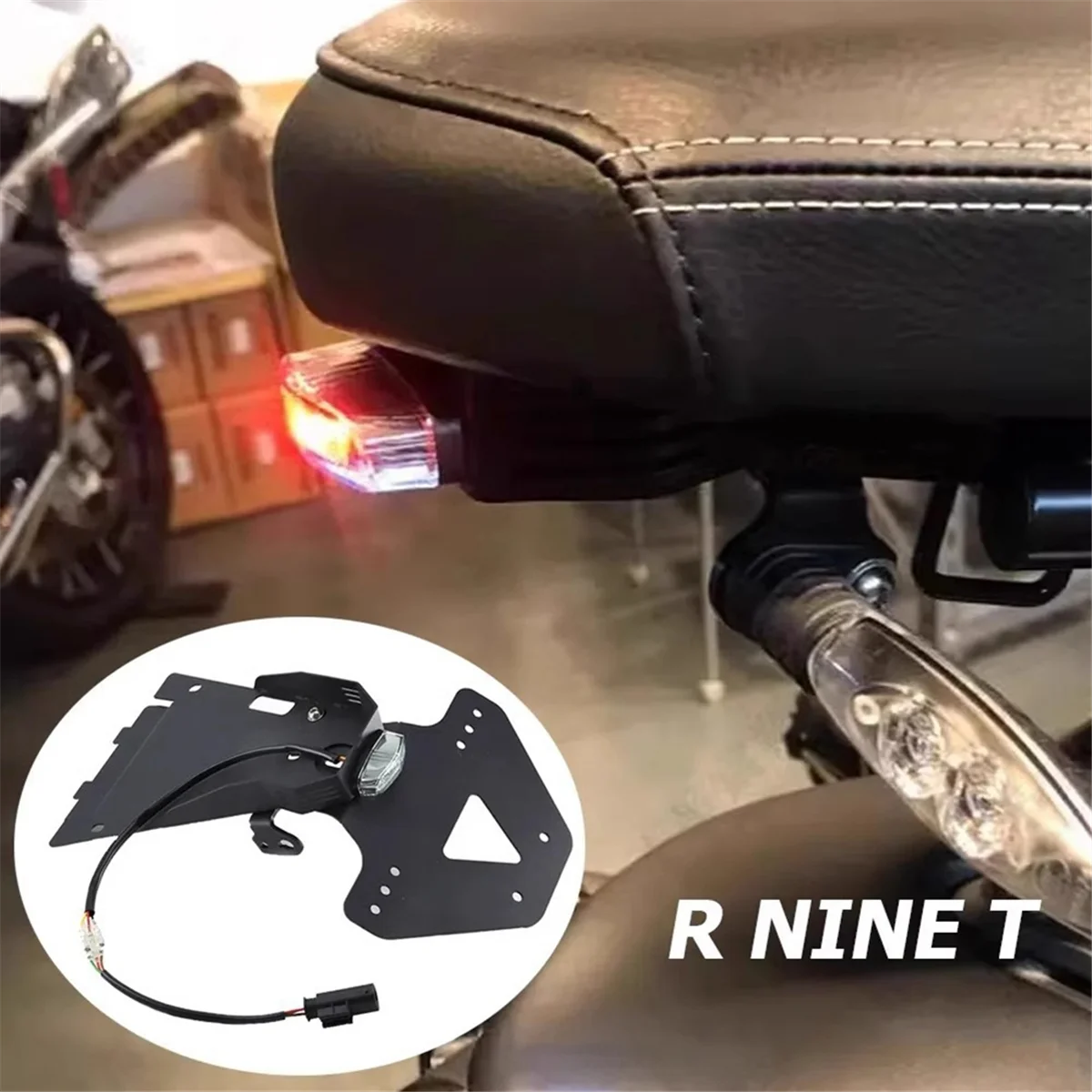 X59A_Motorcycle Tail License Plate Bracket for BMW R NINE T NINET Racer Scramble 9 T RNINET Rear Brake Lamp Taillight LED
