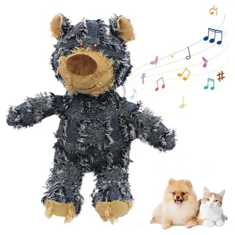 Pet Bear Squeaky Toy Plush Interactive Dog Toys Grinding Cleaning Teeth Anti Bite Abreact Plaything Bear Pets Supplies