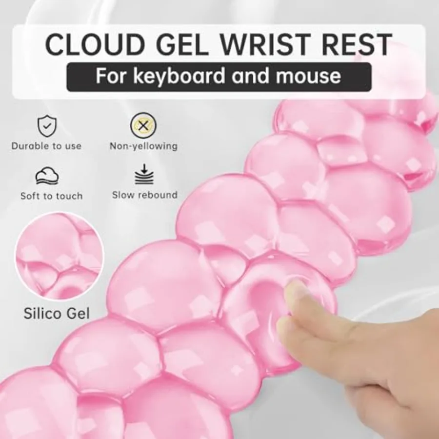Mouse Pad with Wrist Rest, Soft Cloud Gel Keyboard Mouse Pad Set with Hand Wrist Support, Cute Non Slip Office Desk Accessories - view 3