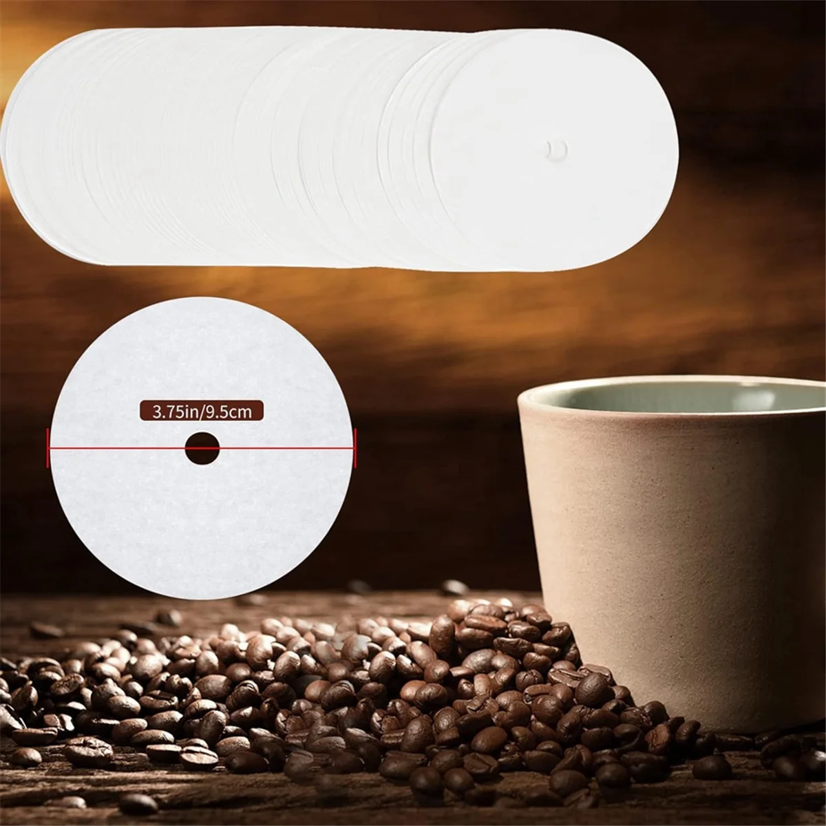 AT77 400 قطعة من فلاتر القهوة غير المبيضة، 3.75 بوصة، فلتر ورق القهوة للاستعمال مرة واحدة، فلاتر القهوة القرصية باللون الأبيض