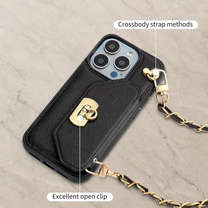 For IPhone 16 Pro/16 Pro Max for Women Sling Bags Phone Cases Card Holders and Leather Phone Covers Suitable