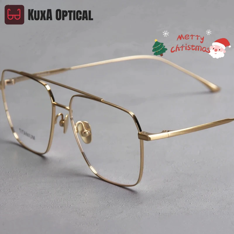 KUXA pilote lunettes optiques homme pur titane lunettes myopie lunettes Anti-reflet UV Prescription grande taille lunettes cadre