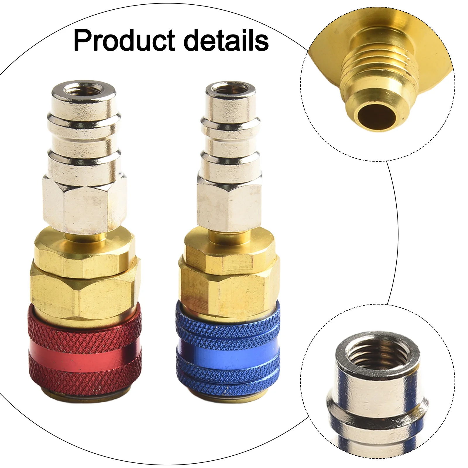 2pcs High Side Extension Adaptor High And Low R134A Blue/Red Quick Coupler Adapters Car Air-conditioning Quick For BMW For Ford