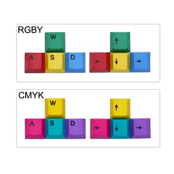 8 Keys/set RGBY CMYK WASD ARROW Key Caps PBT Dye Subbed Keycap Cherry Profile Keycaps For MX Switch Mechanical Keyboard