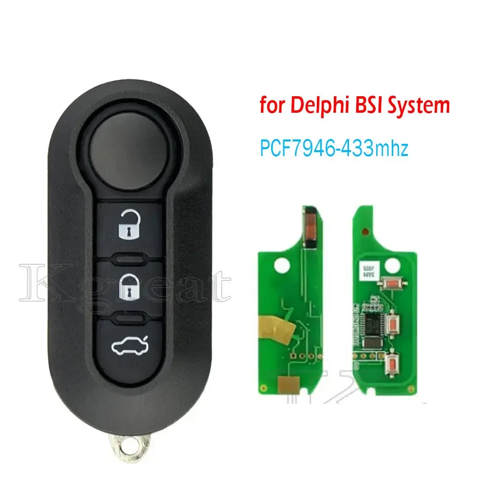 3 button Remote Car Key for Fiat 500 500L Punto Florino Doblo Qubo Punto Evo Grande Punto 433MHz Marelli / Delphi BSI System