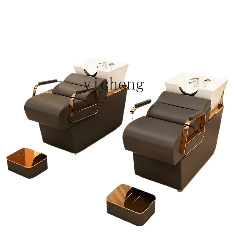 

ZK shampoo bed barber shop hair salon special deep ceramic basin high-end simple hair salon half lying flush bed