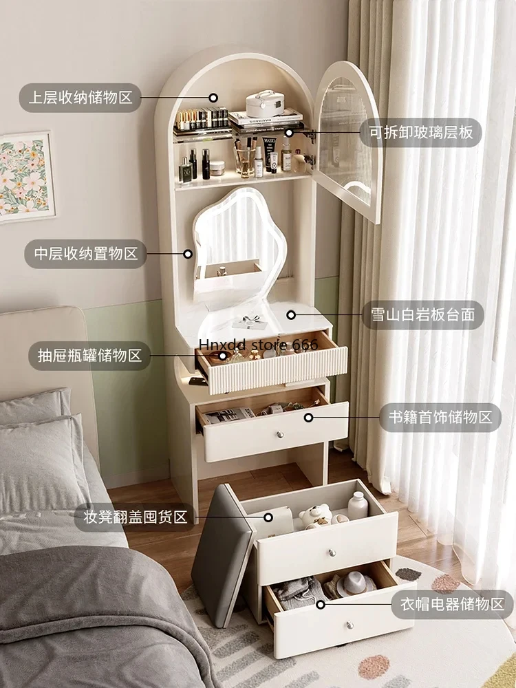 Cream Style Dressing Table Bedside Table Integrated Bedroom 50cm Wide Makeup Table Small