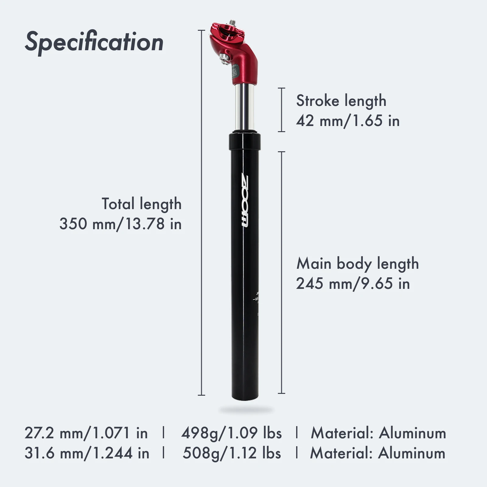 ZOOM Bike Seatpost Suspension Dropper Seat Post For MTB Bike 31.6/28.6/30.4/30.8/33.9mm Suspension Shock Absorber Accessories