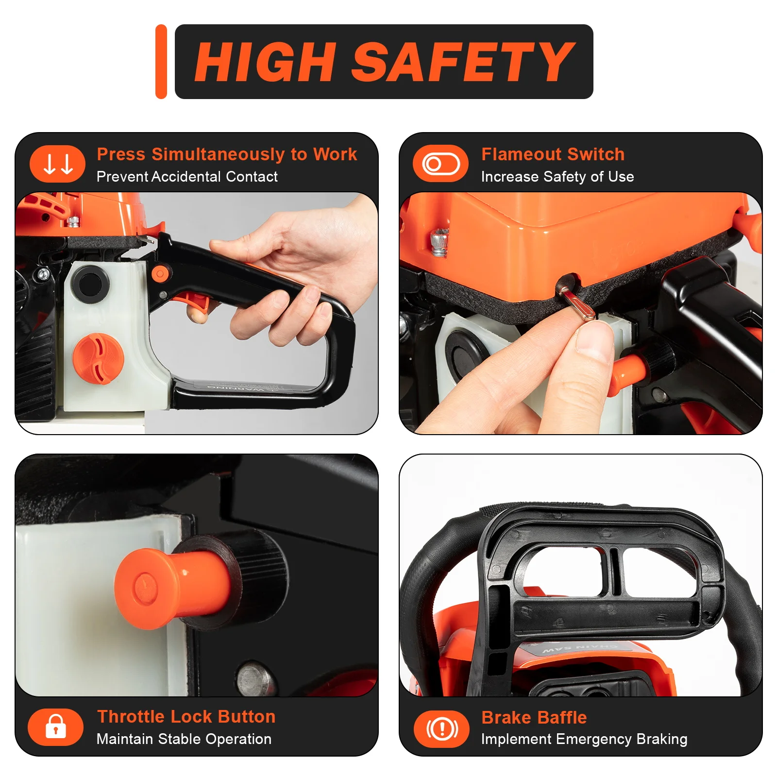 58cc Gas Chainsaw 20-Inch - Strong 2-Stroke Engine with Durable Guide, Sharp Chain, Fuel-Saving Carburetor