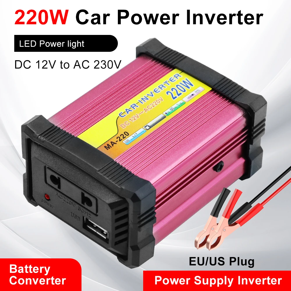 Battery Converter 220W Multifunctional USB Voltage Transformer Car Power Inverter Portable Multiple Protection Supply Inverter