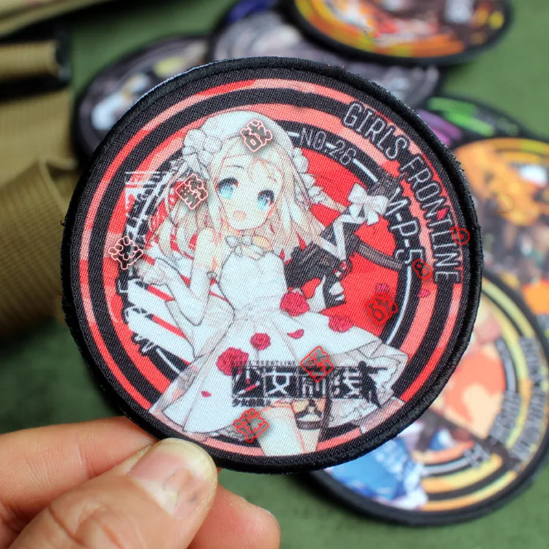 Anime Tactical Game Girls Frontline Round Printing Badges Two-dimensional Gungirl Characters Stickers Patches for Clothing