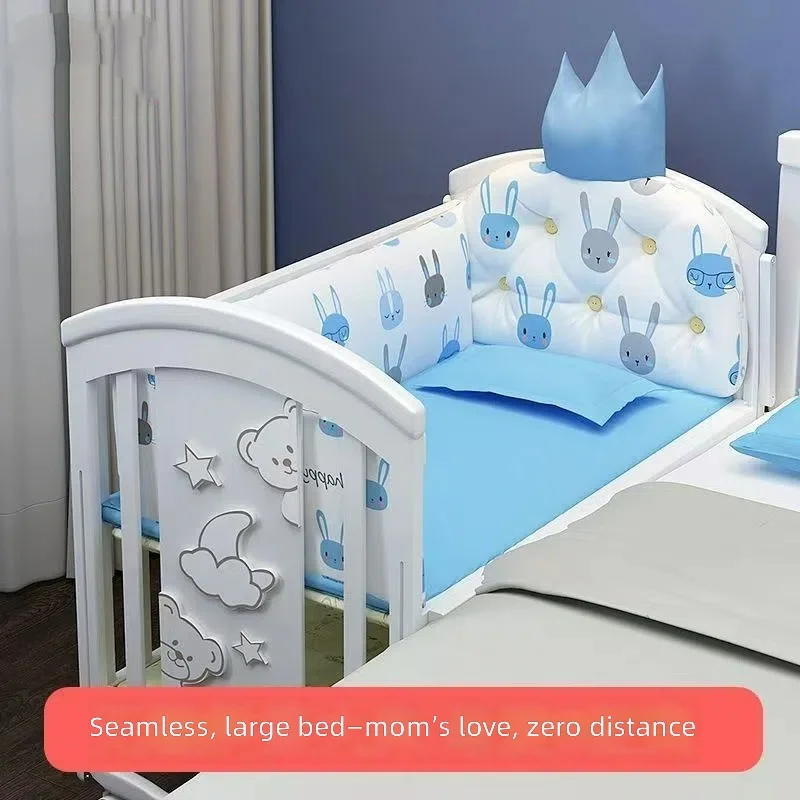 Wooden Baby Cot with Swing and Storage Multifunctional Convertible Adjustable Height Safe Toddler Bed CE Certified Infant Sleep