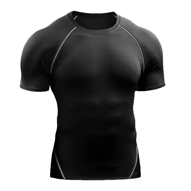 Compressie-T-shirt voor heren Zomersportkleding Hardloop-T-shirt Elastisch Sneldrogend Sporttops Tee Atletische Gym Workout T-shirts Heren