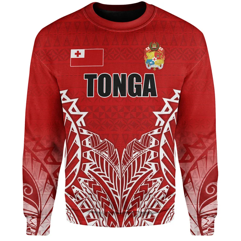 

Autumn Harajuku 3D Printing Tonga National Day Sweatshirts Tonga Ethnic Emblem Graphic Round Neck Hoodies Fashion Mens Clothing