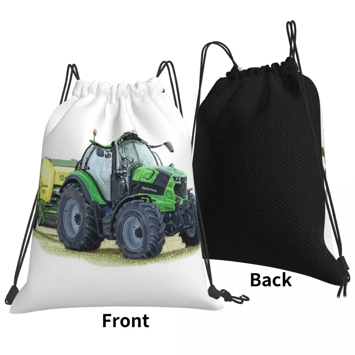 Mochilas de pintura de Tractor verde, bolsas con cordón portátiles a la moda, paquete de cordón, bolsa de zapatos de bolsillo, bolsa de libros para estudiantes de viaje