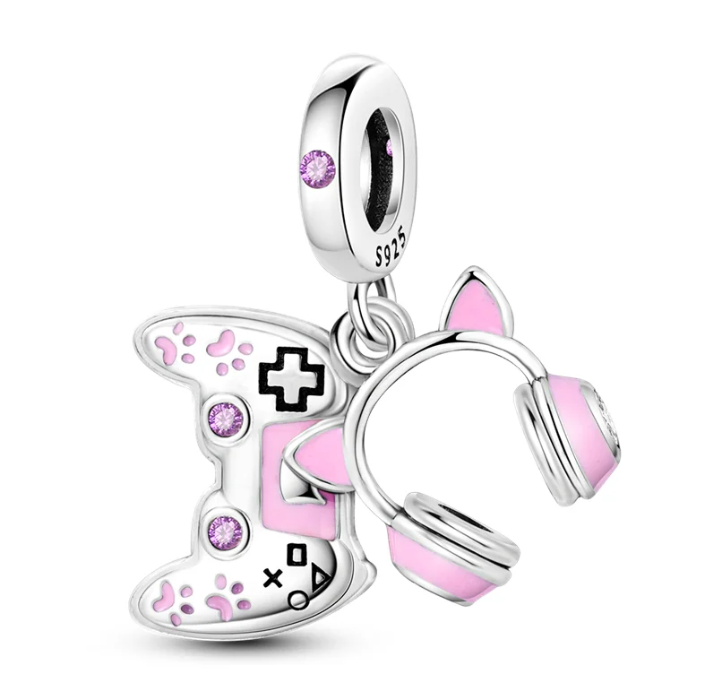 Women's Romantic 925 Sterling Silver Pink Flower Butterfly Set