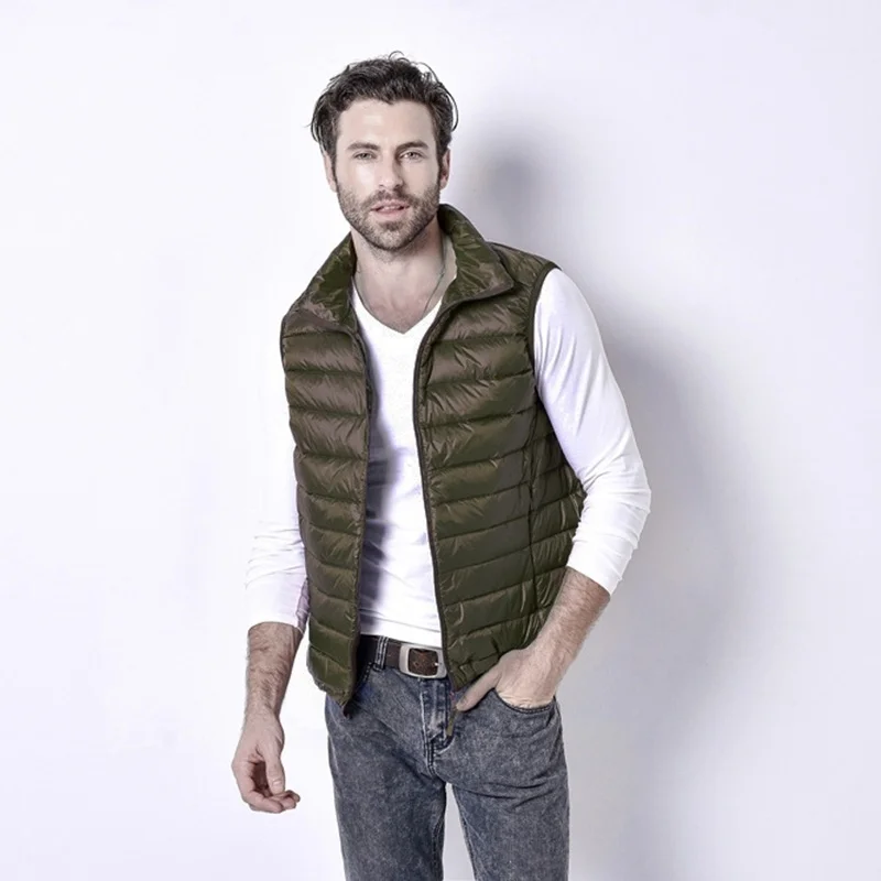 Men's Sleeveless Puffer Jackets 2023 New Autumn Winter White Duck Down Keep Warm Lightweight Packable Vest Coats