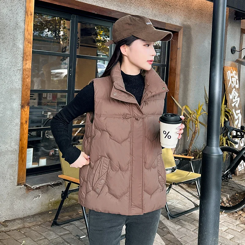 2025ใหม่ฤดูใบไม้ร่วง/ฤดูหนาวผู้หญิงผ้าฝ้ายเสื้อกั๊กเสื้อแขนกุดอบอุ่นลงผ้าฝ้ายเบาะCoats ParkerหญิงWaistcoat chaleco Mujer