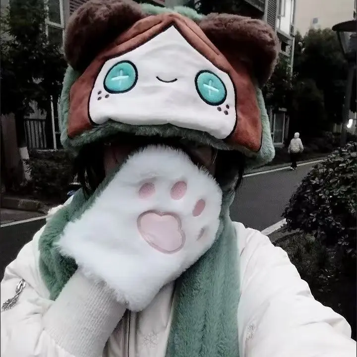 Anime Identity V Aesop Carl Emma Woods Eli Clark Naib Subedar Soft Plush Scarves Warm Hooded Scarf Glove Hat Head Caps Cute Gift