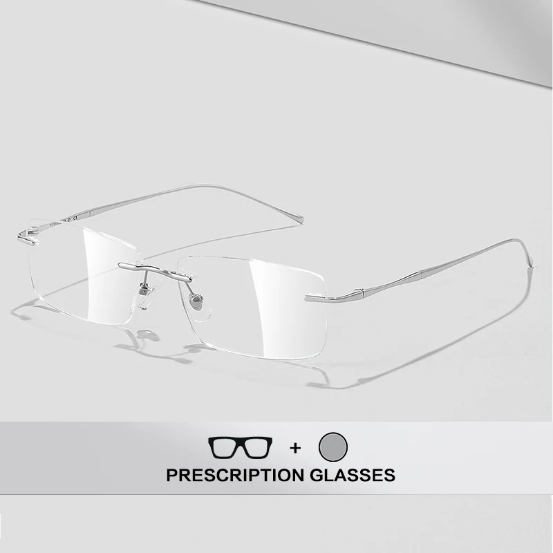 

Оправа для очков без оправы для мужчин, сверхлегкая оптическая оправа из чистого титана с защитой от синего света, очки по рецепту по индивидуальному заказу