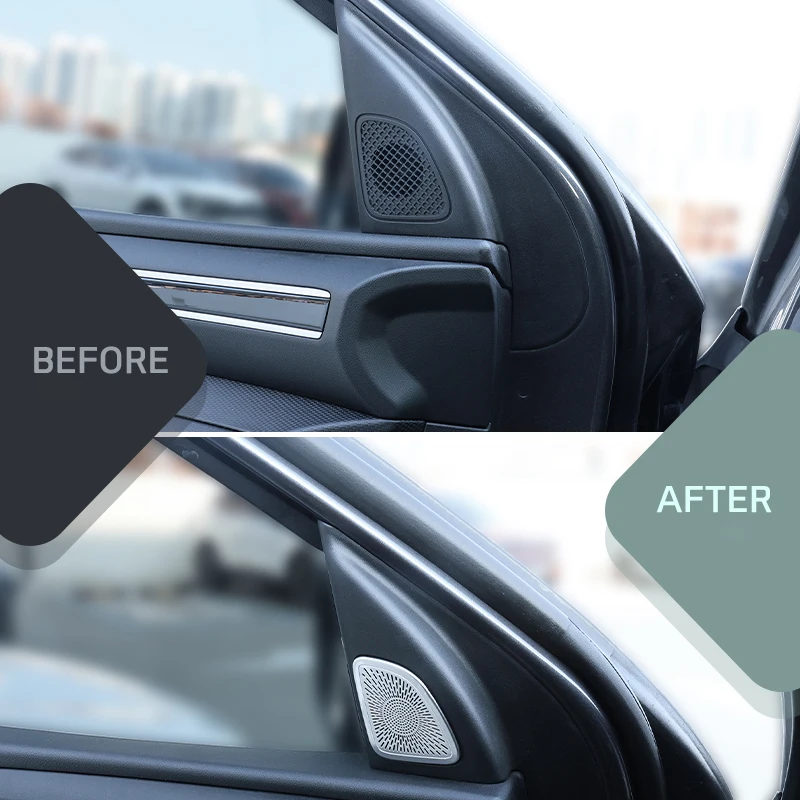 

Для Tucson NX4 2025 автомобильный Стайлинг аксессуары для интерьера из нержавеющей стали A-стойка аудио динамик украшение черная накладка на крышку с левым рулем/правым рулем