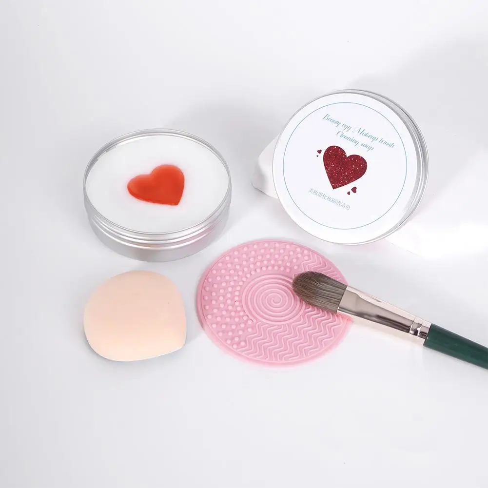 Novo céu estrelado coração forma pincel de maquiagem sabão de limpeza, beleza esponja liquidificador limpador sabão sólido para ferramentas de maquiagem