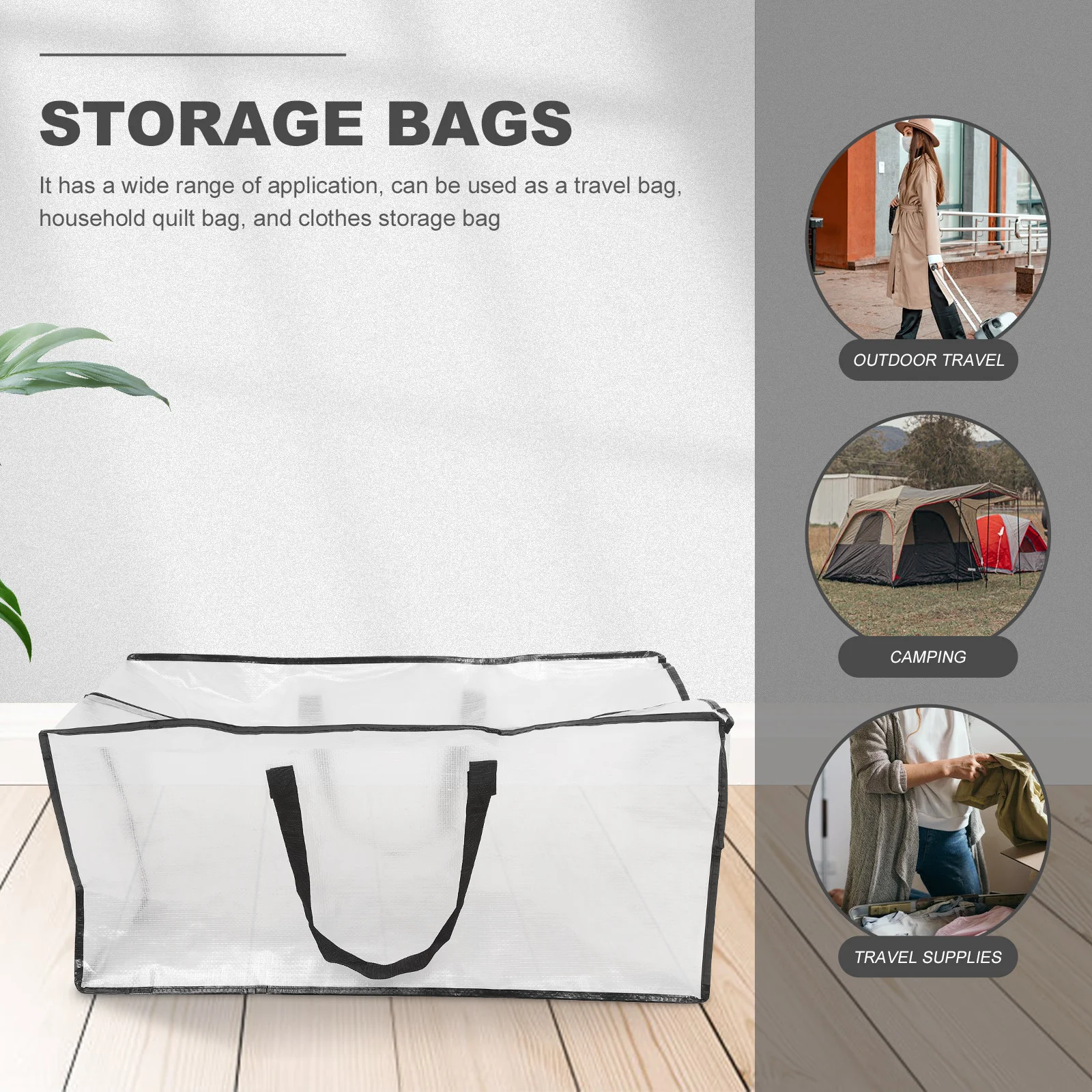 

1pc Waterproof Cotton Quilt Storage Heavy Duty Large Moving Bag With Handles For Travel Clothes Bedding Organization Moving