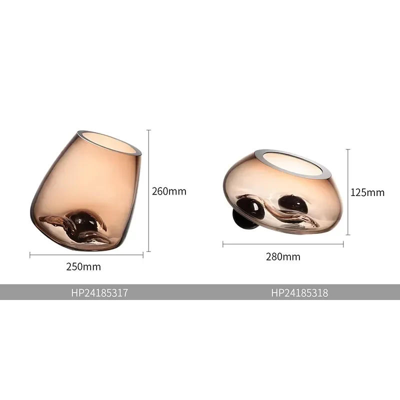 Elegant Mouth Blown Glass Vase Creative Unique Desktop Dried Flower Arrangement Home Decoration Indoor Ornament