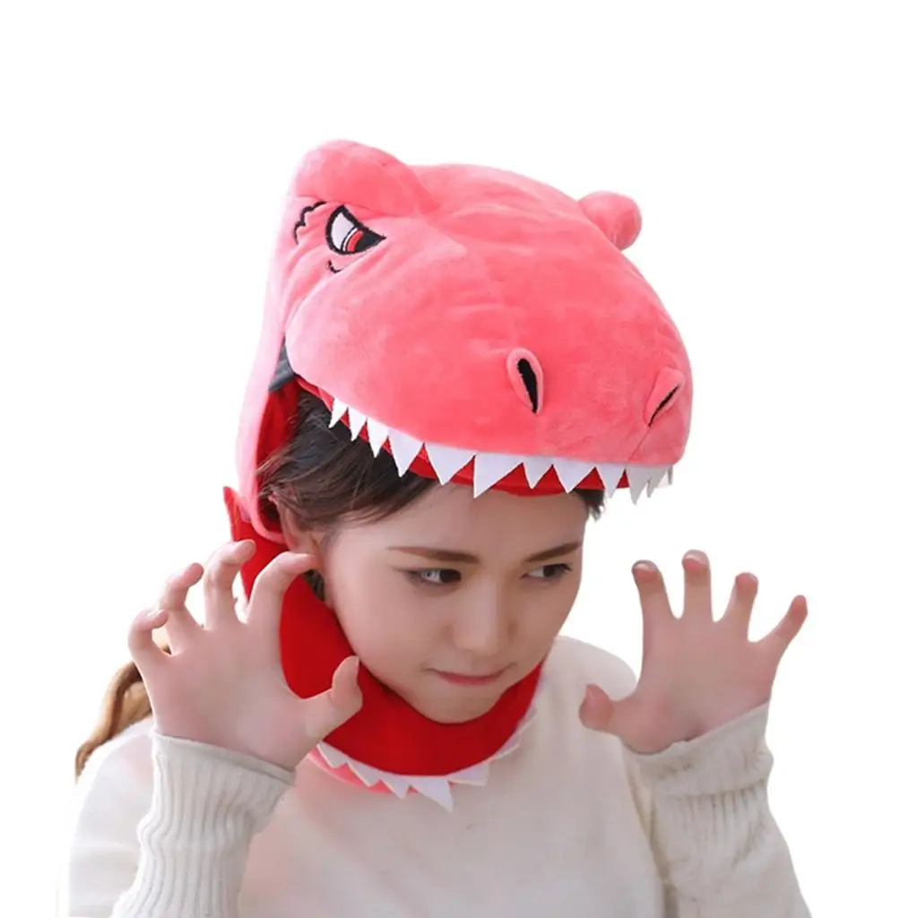 Plush Dinosaur Hats Cosplay Headgear Animal Warm Hat Headdress Adorable Holiday Decor