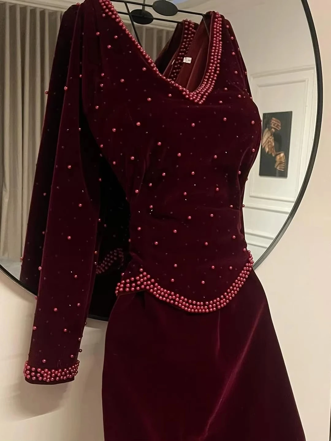 

Женские облегающие индивидуальные платья русалки с длинными рукавами и v-образным вырезом, плиссированные бусины, привлекательные фигуры, вечерние платья длиной до пола, Bod