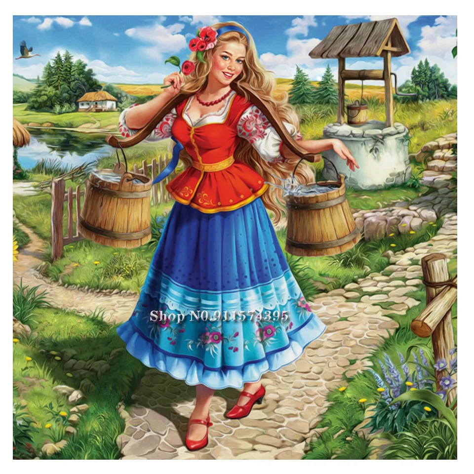 

Diamond Painting Beautiful Girl Field Landscape Full Square 5D Diamond Embroidery Mosaic Kit Cross Stitch Rhinestones Home Decor