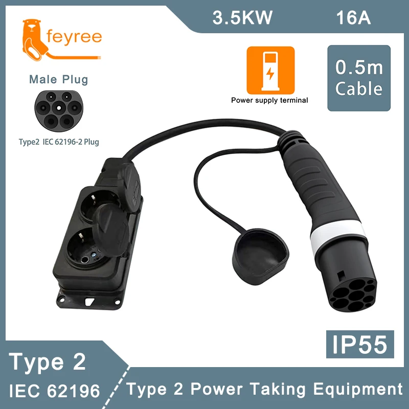 Feyree Type2 16A alimentatore lato maschio spina caricabatterie da 3.5KW a Schuko presa adattatore di ricarica per auto elettrica