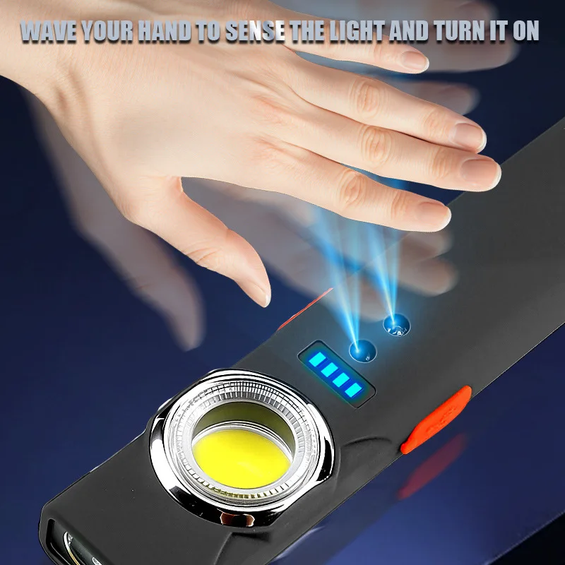 مصباح عمل مغناطيسي صغير محمول متعدد الوظائف قابل لإعادة الشحن في الهواء الطلق مصدر ضوء مزدوج قوي مصباح يدوي TYPE-C