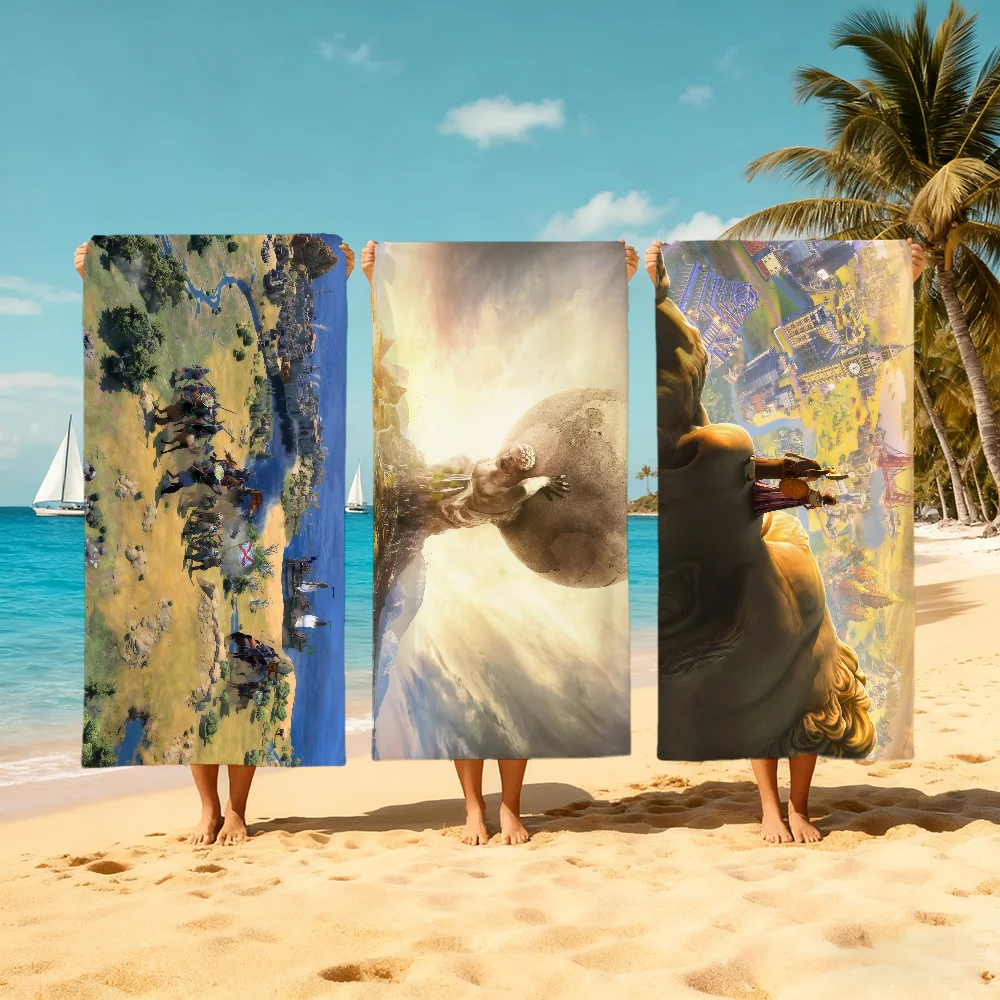 S-sid Meier-r Civilization VII Towel Large Quick-Drying Microfiber soft Beach Towel for Travel Fitness Sauna Bathing Camping