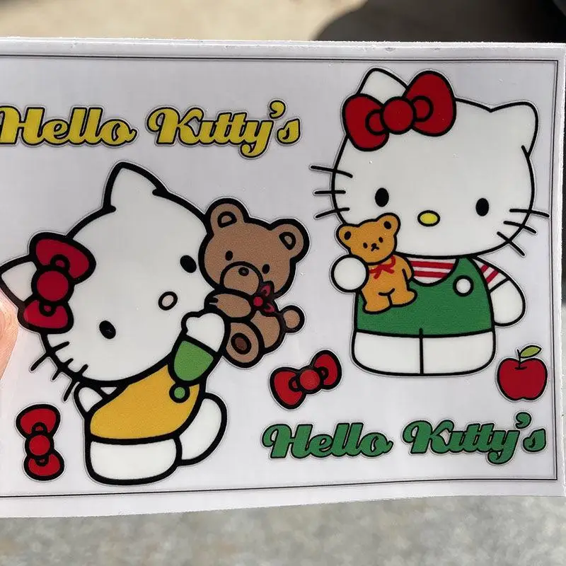 2Pcs Sanrio 헬로 키티 귀여운 만화 껍질과 스틱 방수 스티커 DIY 전송 데칼 노트북 컵 장식