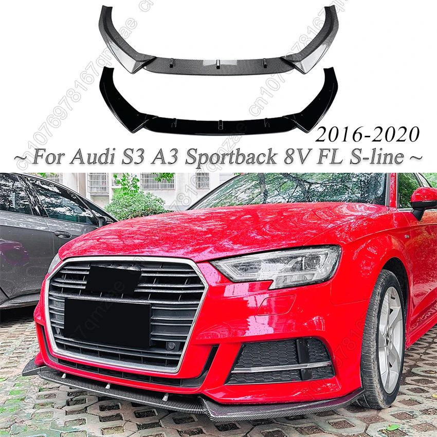 

Car Front Bumper Lip Spoiler Splitter Diffuser Fit For Audi S3 A3 8V S-line 2017 2018 2019 2020 Guard Body Kits Tuning