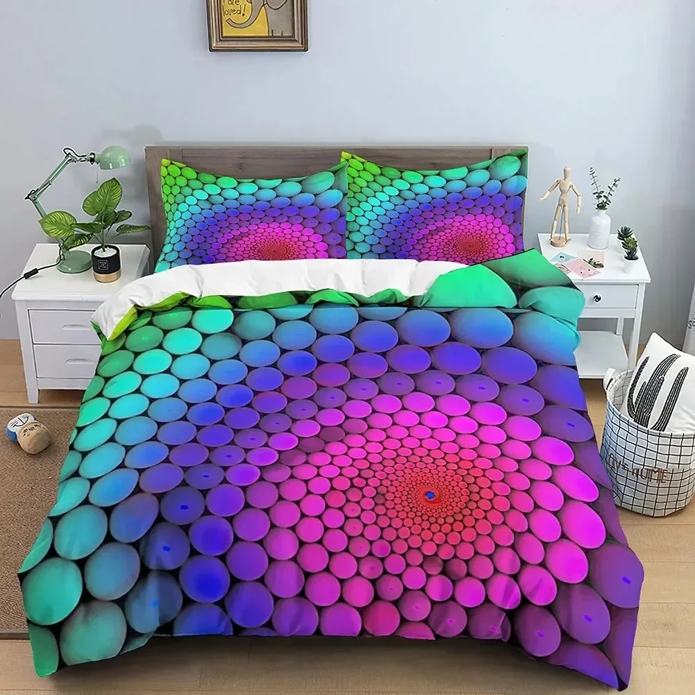

Top For 3D Duvet Cover Set Abstract Bedding Set Luxury Rainbow Swirl Quilt Cover With Zipper Closure Queen Size Comforter Cover