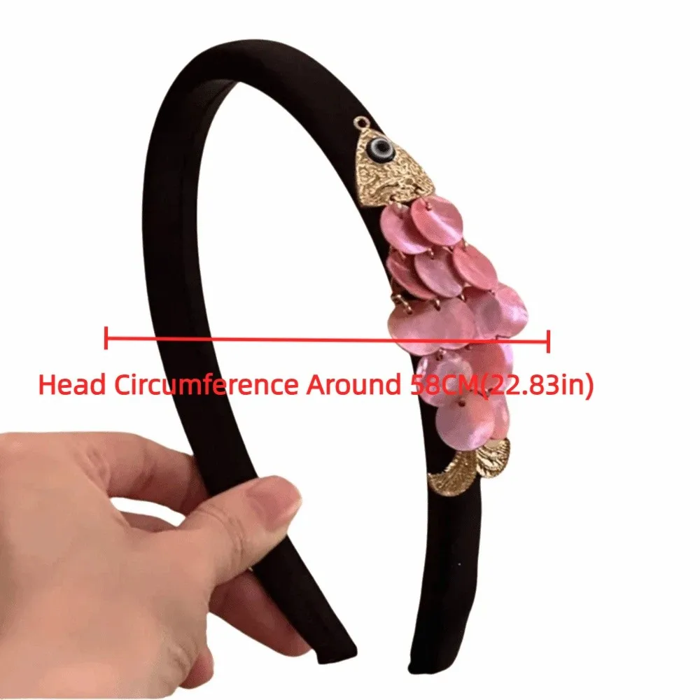 Creative Vintage Koi Fish Hairband Unique Minimalist Sequin Headband All-match Delicate Faux Shell Headband Fashion Accessory view 6