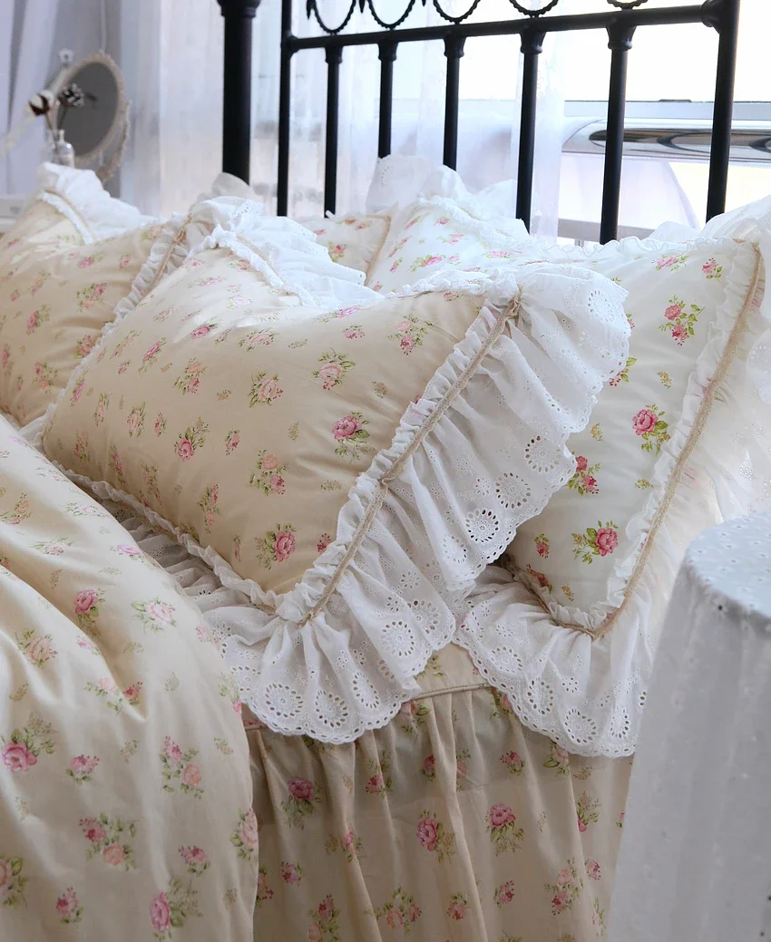 1 piece Romantic rose pillowcase Quality soft pillow cases Handmade big Lace Ruffles body pillow cover Pillowcase Pillow Case