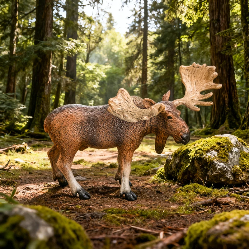 Oenux Wald Hirsch Tiere Simulation Wild White-Tailed Elch Action-figuren Elch Figuren Modell Dekoration Spielzeug Kinder Weihnachten Geschenk – Detail 19