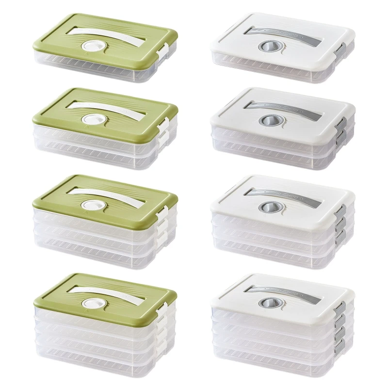 Multi-Layer White/Green Dumpling Box Froze Container Box for Wontons